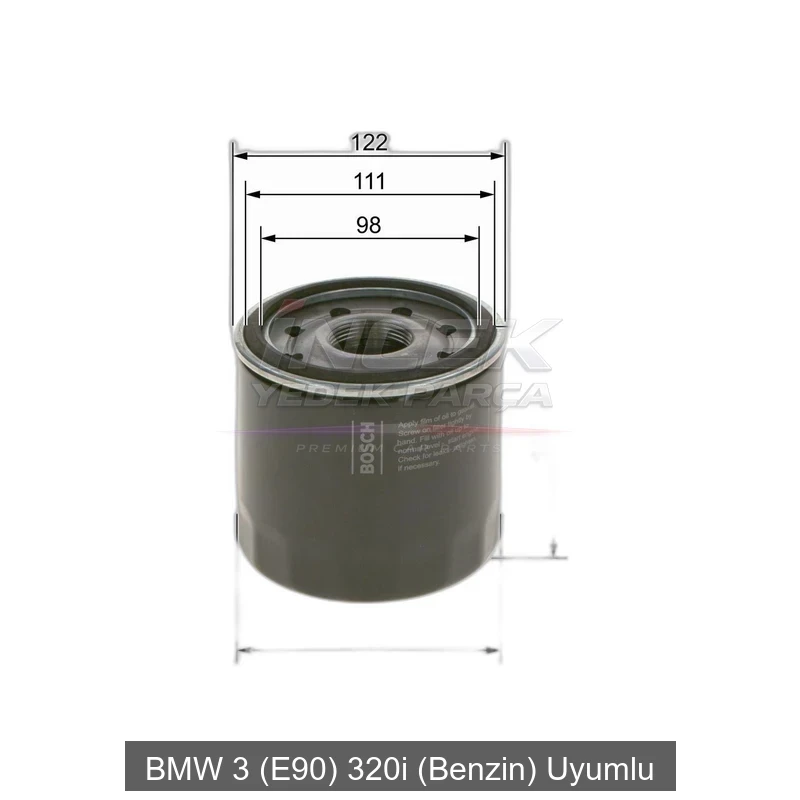 BMW 3 E90 320i Yağ Filtresi 11427501676